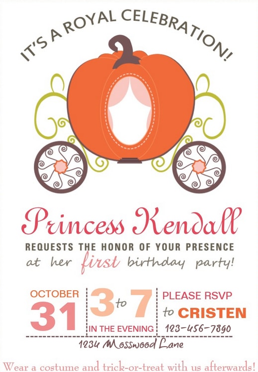 Pumpkin carriage birthday party invitations. Pumpkin carriage birthday party invitation from Zazzle.