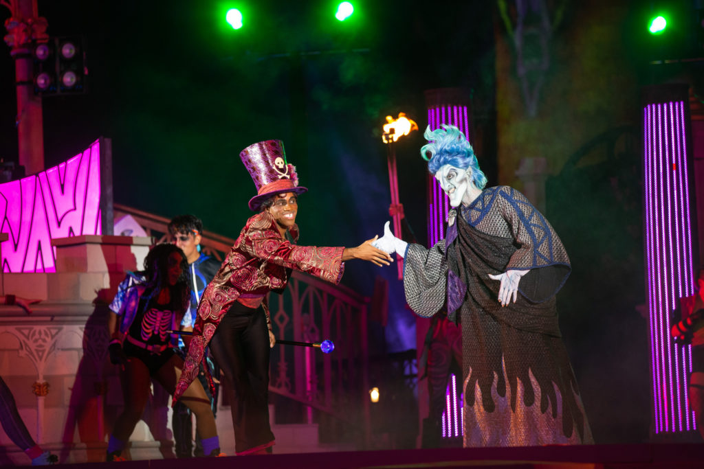 “Villains Unite the Night” is a new stage show at Magic Kingdom Park, part of the new, limited-access Disney Villains After Hours event held on select nights this summer at Walt Disney World Resort in Lake Buena Vista, Fla. The show features appearances by Disney Villains as they set the castle stage ablaze. 
