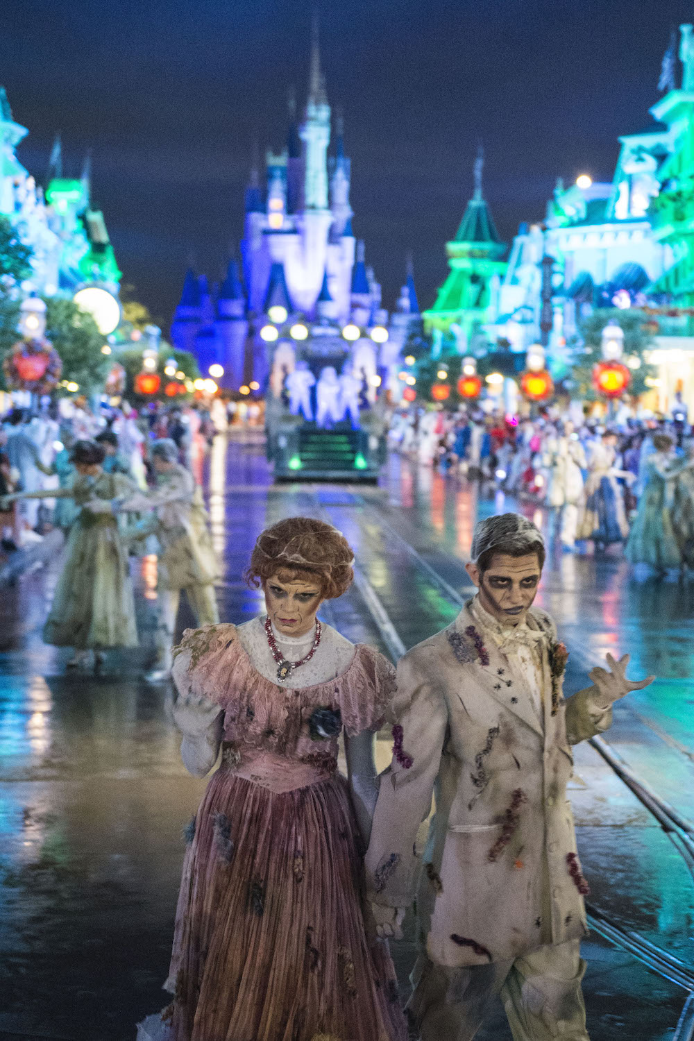 A spectacle of characters parades down Main Street, U.S.A in Mickey's Boo-to You Halloween Parade during Mickey's Not-So-Scary Halloween Party at Magic Kingdom. The parade includes Disney characters in Halloween regalia and the ghostly inhabitants of The Haunted Mansion. Mickey's Not-So-Scary Halloween Party is a special ticket event and takes place on select nights each fall at Walt Disney World Resort in Lake Buena Vista, Fla.