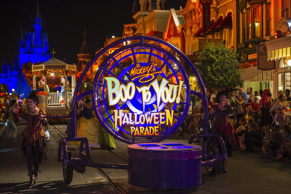 A spectacle of characters parades down Main Street, U.S.A in Mickey’s Boo-to You Halloween Parade during Mickey’s Not-So-Scary Halloween Party at Magic Kingdom. The parade is led by the Headless Horseman and includes Disney characters in Halloween regalia and the ghostly inhabitants of The Haunted Mansion. Mickey's Not-So-Scary Halloween Party is a special ticket event and takes place on select nights each fall at Walt Disney World Resort in Lake Buena Vista, Fla.
