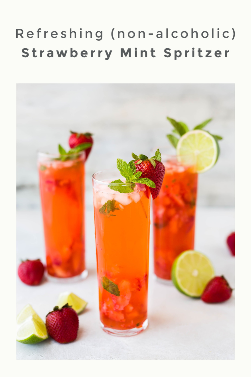 Refreshing Strawberry Mint Spritzer (non-alcoholic)