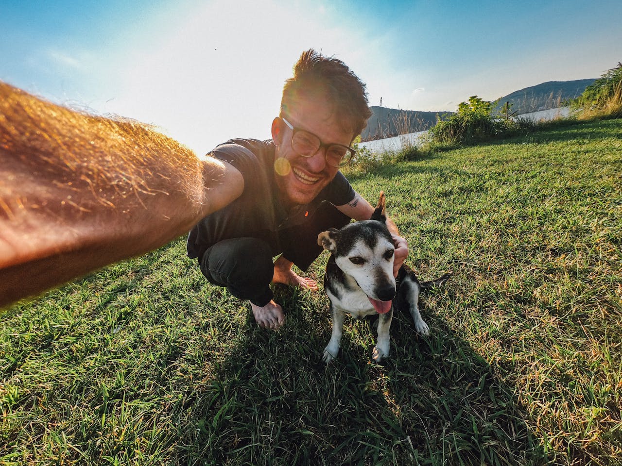 Man And Dog Standing