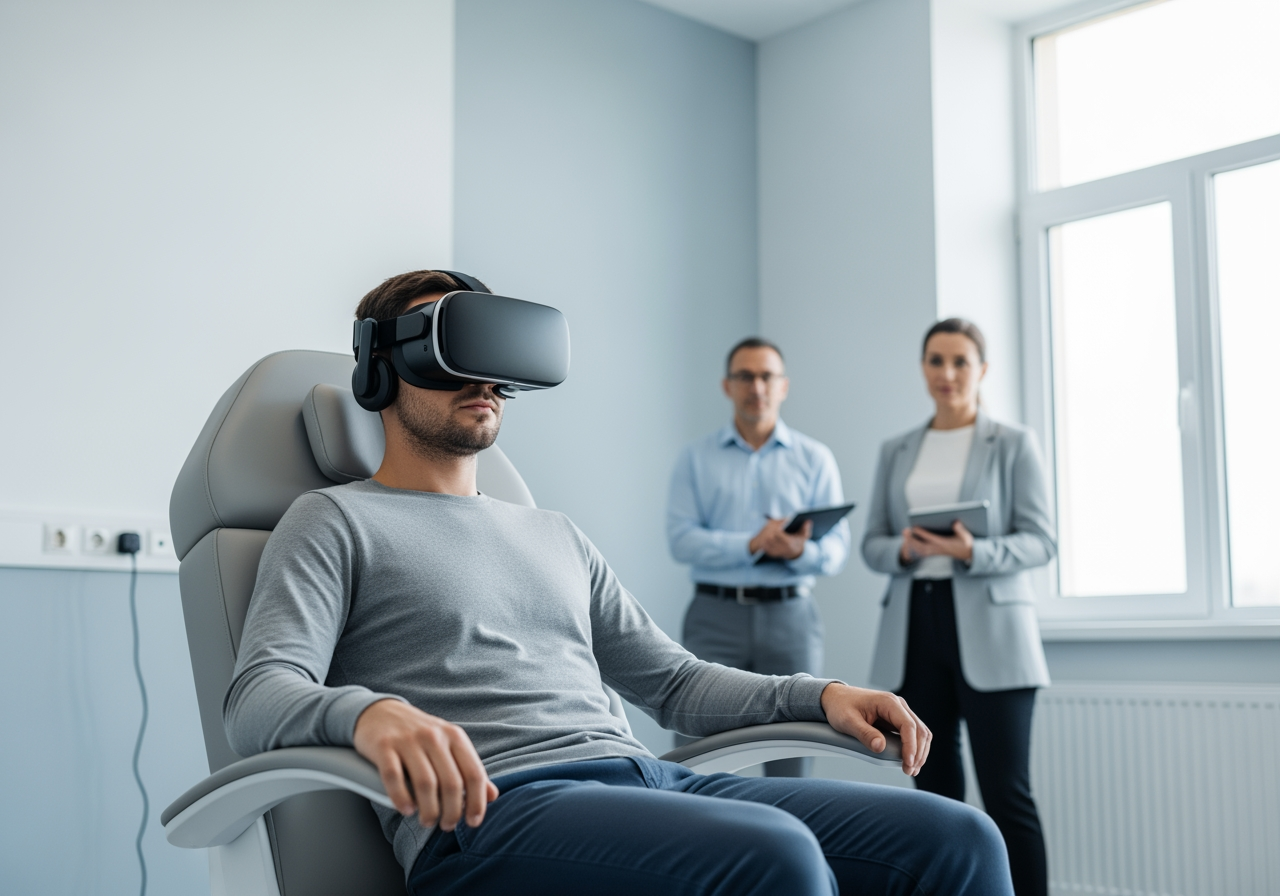 patient using a VR headset in a clinical setting - East Tennessee alcohol rehab