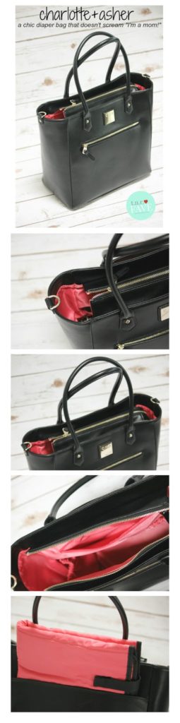 Black designer diaper bag from charlotte+asher. Black designer diaper bag that gives back. From charlotte+asher.