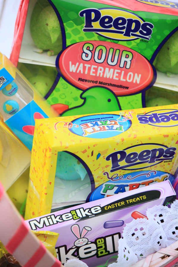 Easter Basket and Easter Decor Ideas - PEEPS Bouquet and Jelly Bean Centerpiece