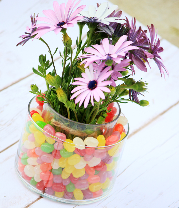 Easter Basket and Easter Decor Ideas - PEEPS Bouquet and Jelly Bean Centerpiece