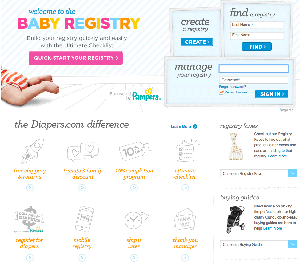 Diapers.com Baby Registry - ULtimate baby registry checklist