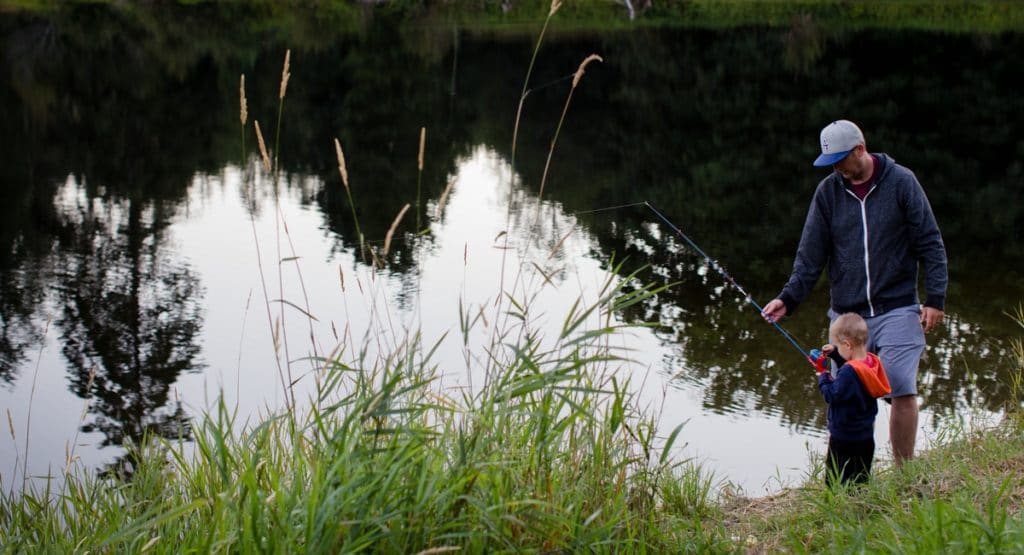 father and son fishing