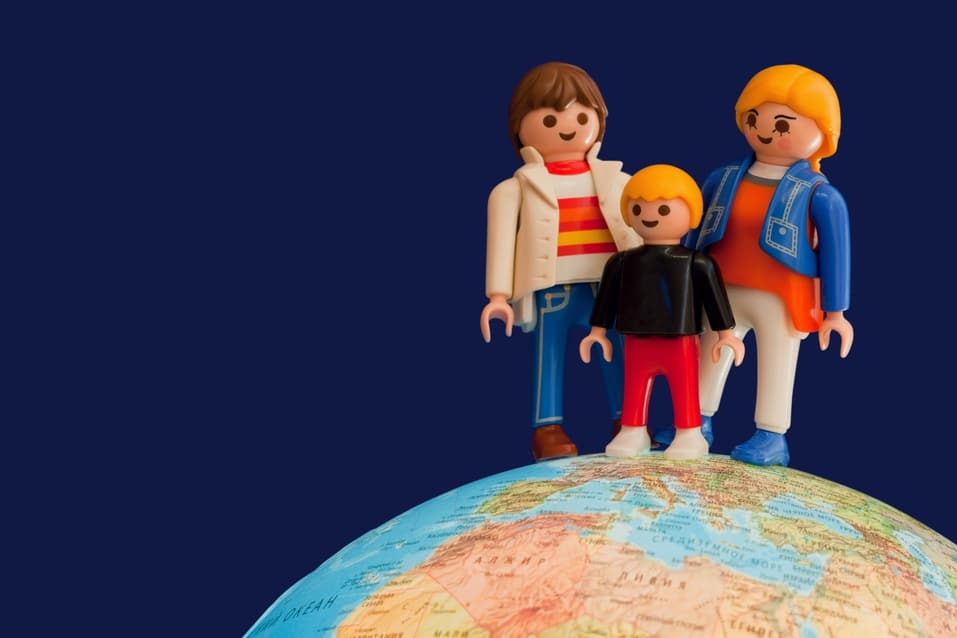 lego family on globe