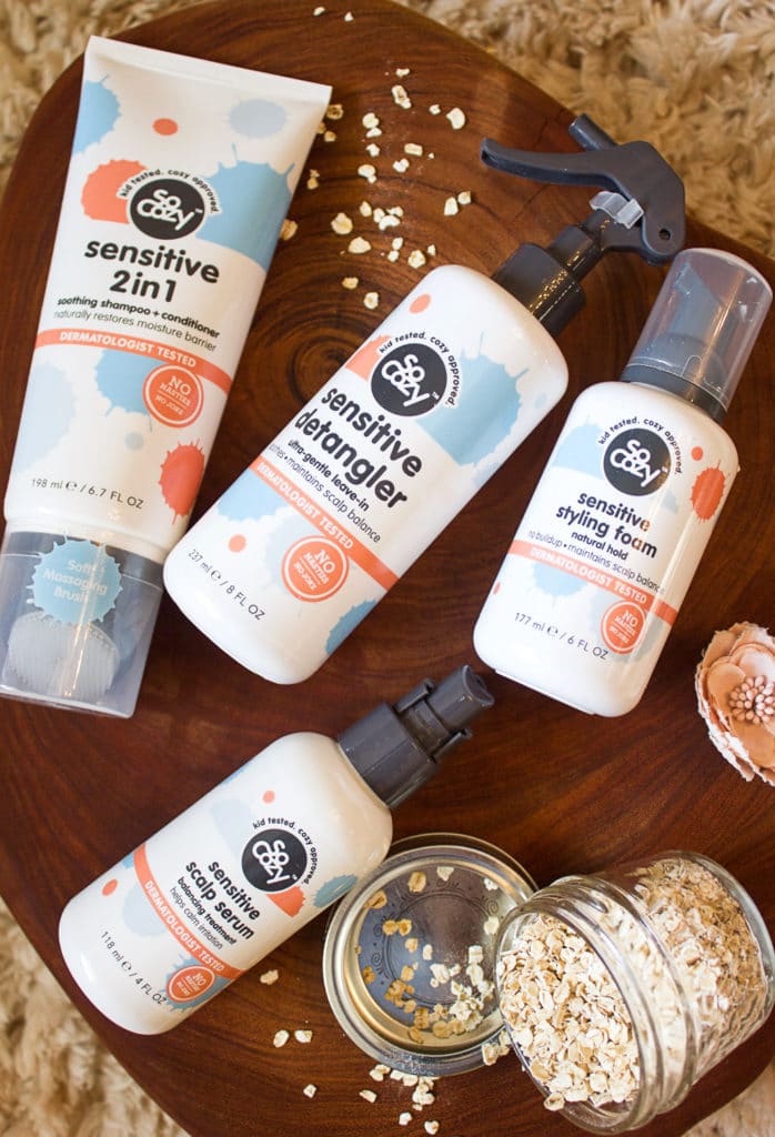 SoCozy HUSH Kids Hair Products kids sensitive skin hair products - flatlay of hair products - SoCozy HUSH collection
