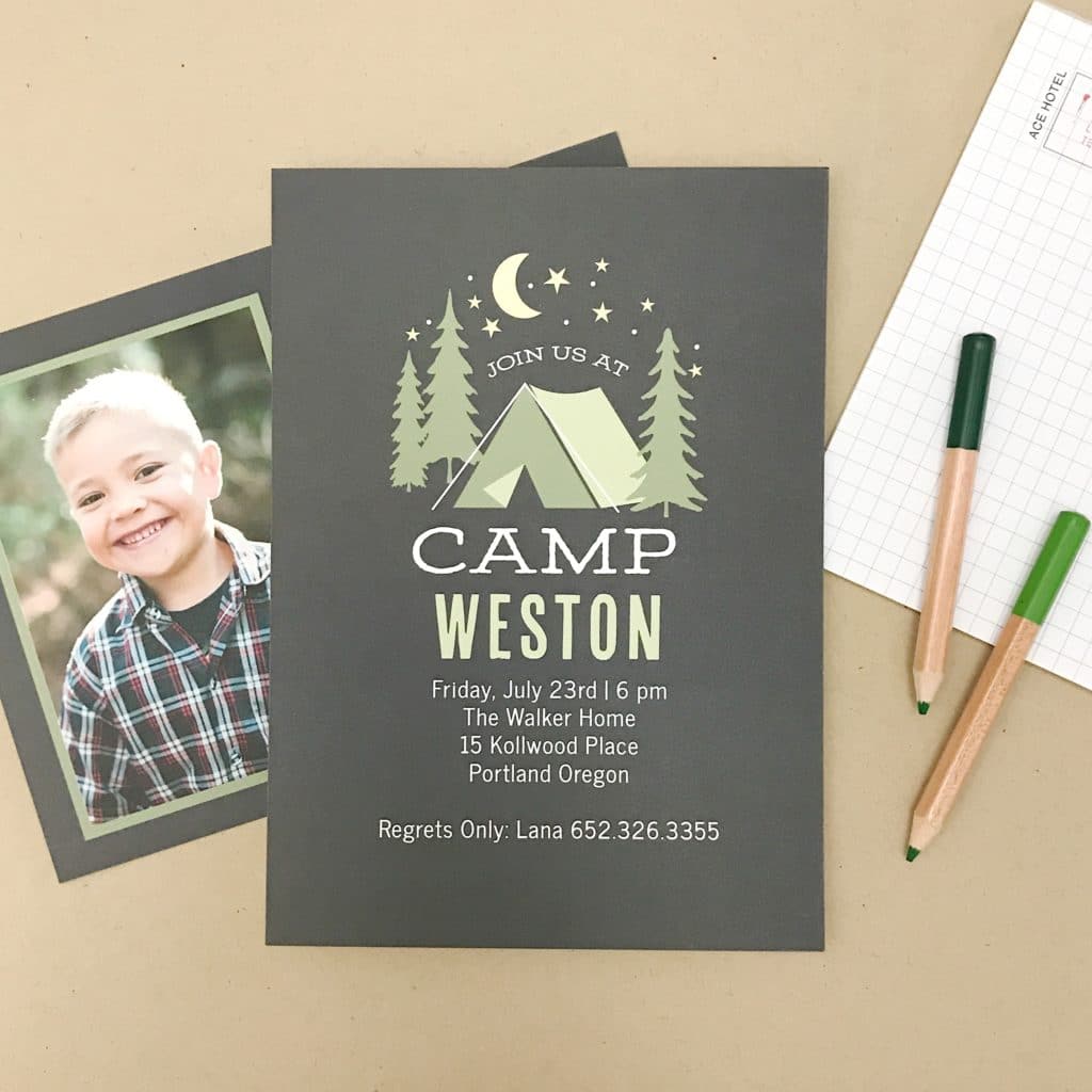 camping birthday party invitation