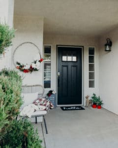 Christmas Front Porch Ideas - Black Farmhouse Front Door