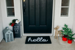 Christmas Front Porch Ideas - Black Farmhouse Front Door