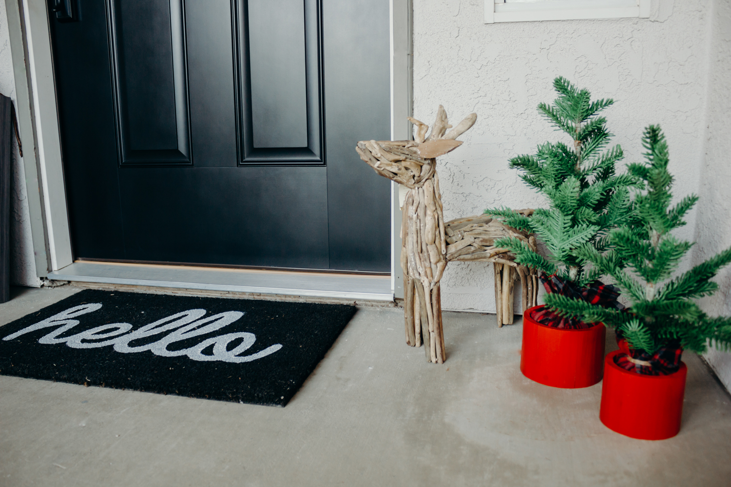 Christmas Front Porch Ideas - Black Farmhouse Front Door