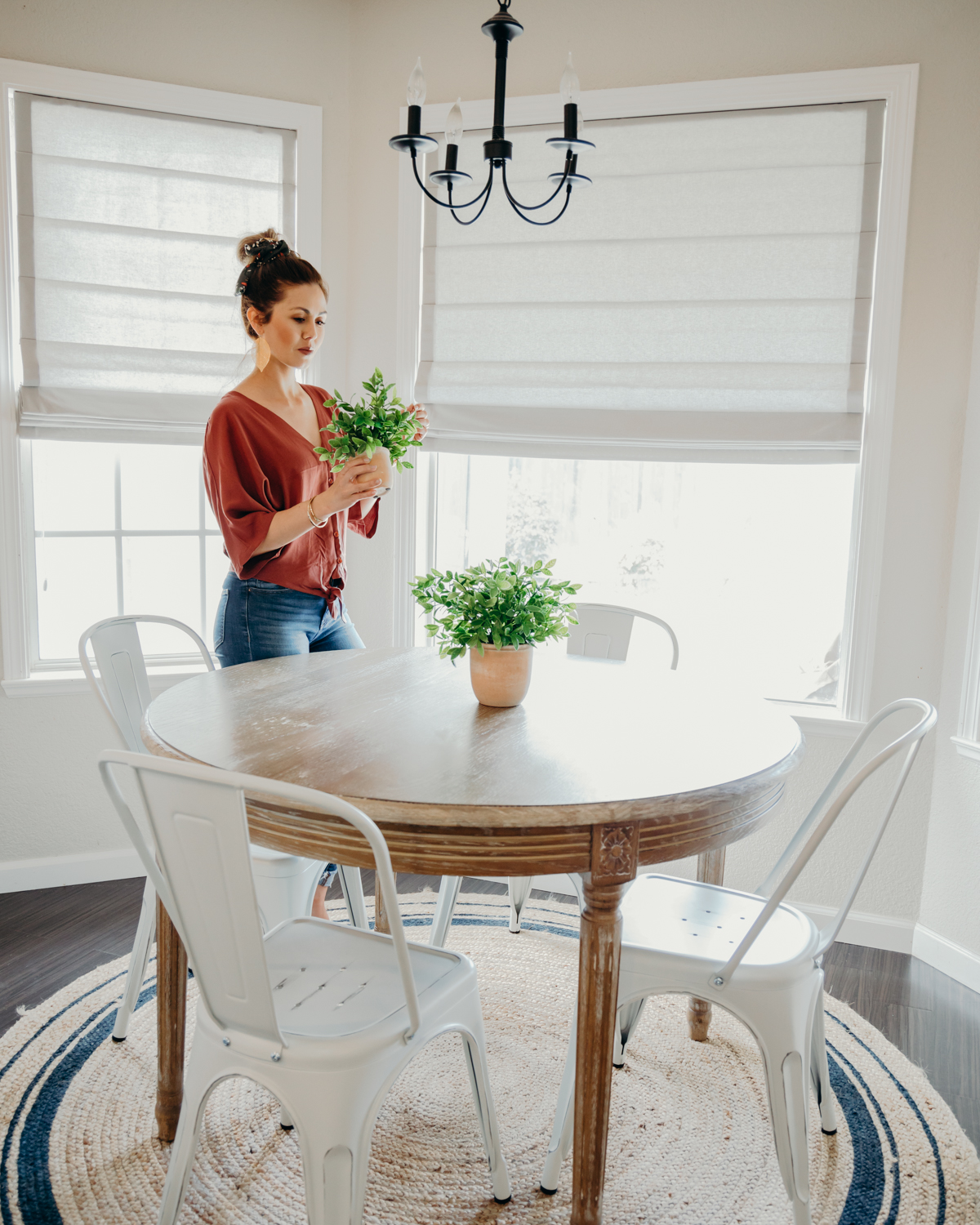 My Kitchen Breakfast Nook with Roman Shades