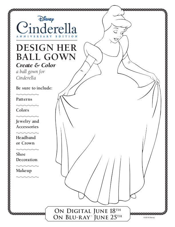 Cinderella Activity Sheet, Design Your Own Ball Gown
