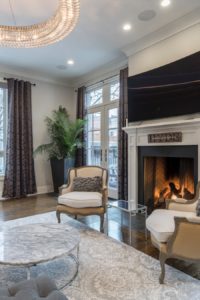 Living room design with a pretty electric fireplace