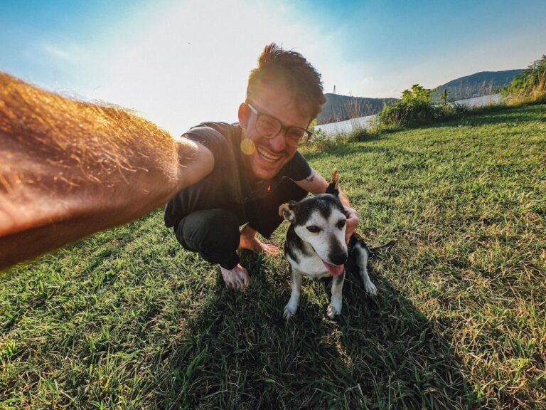 Man And Dog Standing