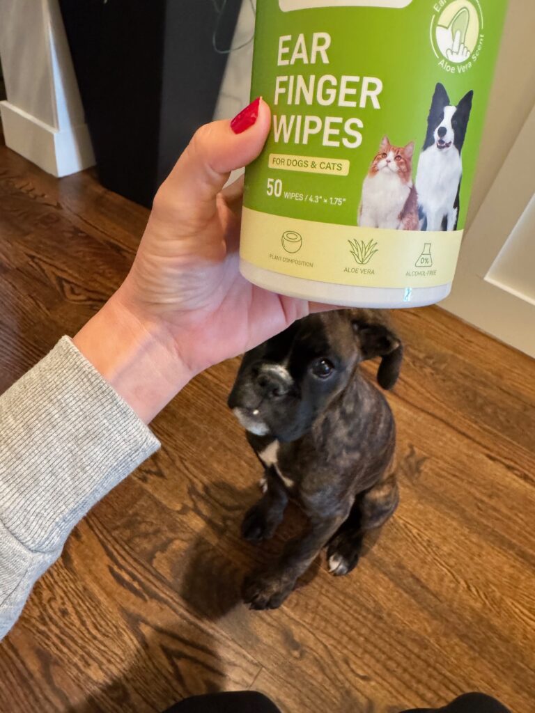 PawSono Pet Ear Wipes with Boxer Dog