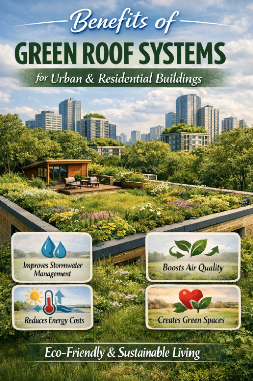 Green roofing system infographic