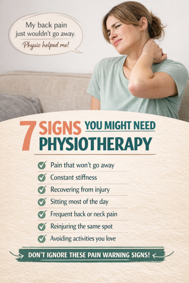 Signs you might need physiotherapy including persistent pain, stiffness, and injury recovery